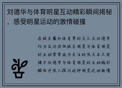 刘德华与体育明星互动精彩瞬间揭秘，感受明星运动的激情碰撞